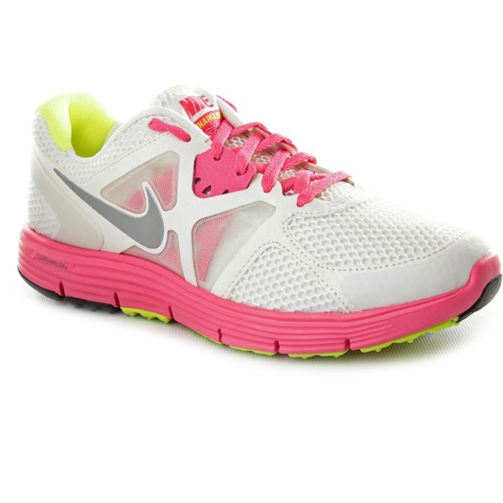 Nike Lunarglide 3 White Pink Gray Child Running Shoes Sneakers size 4Y